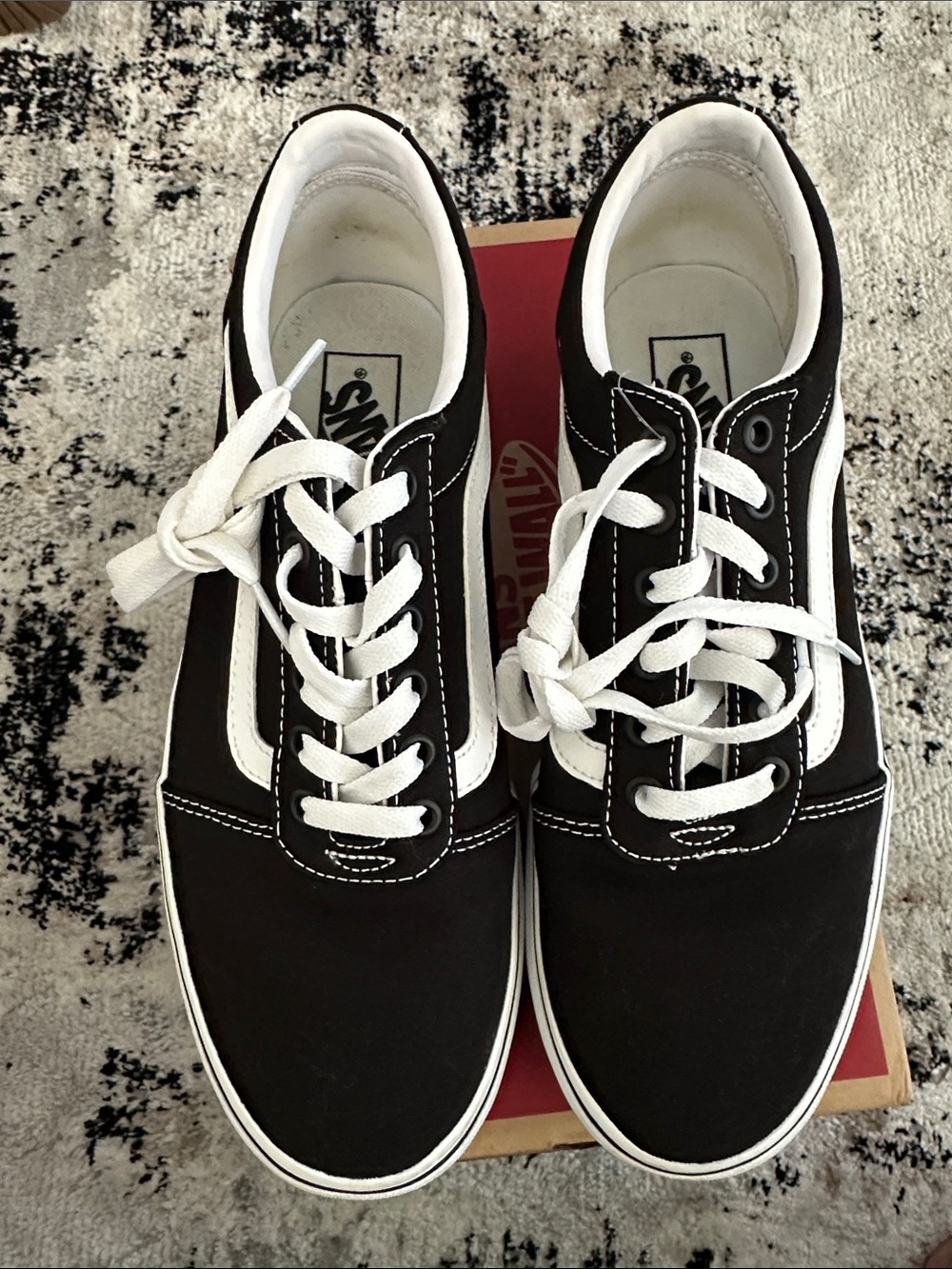 Vans Black and White Low-Top Platform Canvas Sneakers